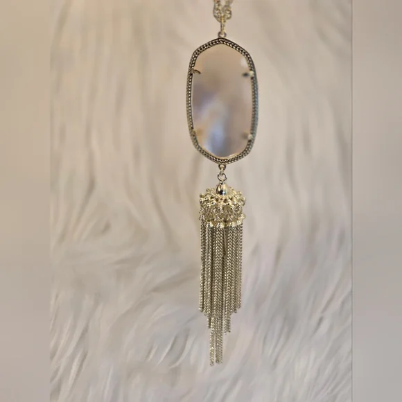 Kendra Scott Gold and White Necklace with Crystal Pendant - Picture 3 of 3